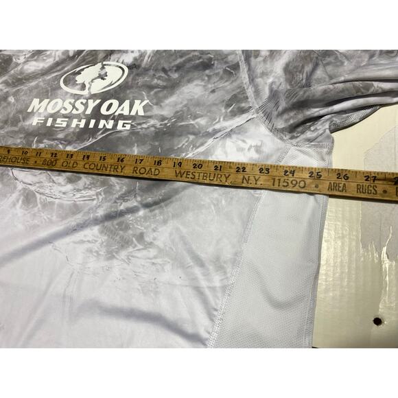 Mossy Oak Fishing Shirt – Size XL – Gray/White Camo – Hydroplex – Made in Jordan - Picture 9 of 11